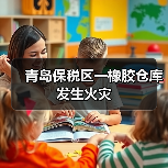 青岛保税区一橡胶仓库发生火灾